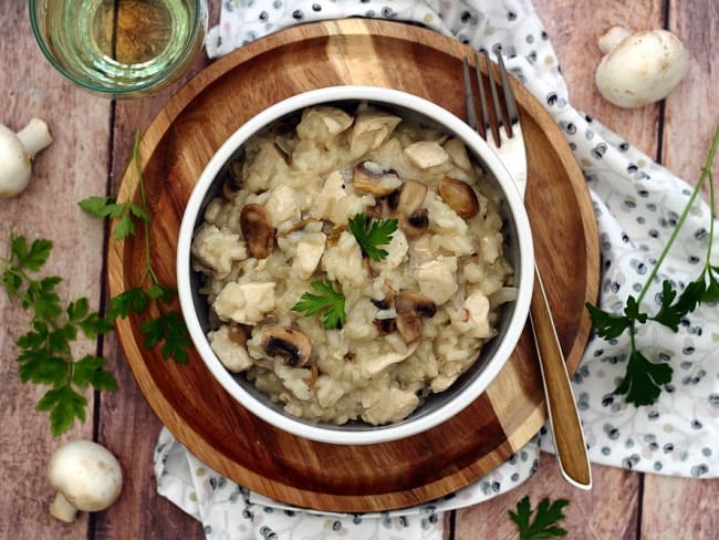 Risotto aux champignons et poulet