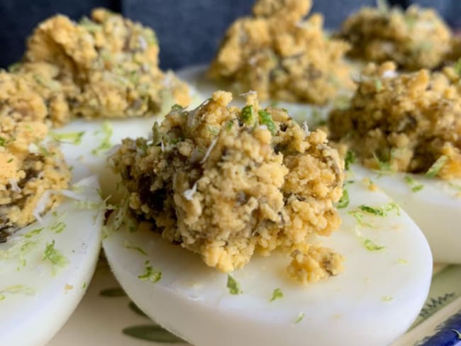 Oeufs mimosa aux algues pour une entrée, un apéro ou un brunch 