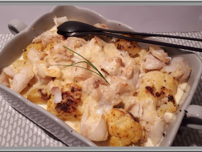 Gratin de cabillaud, chou-fleur et pommes de terre