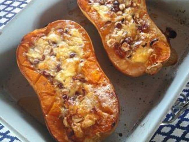 Courge butternut au reblochon et aux noisettes