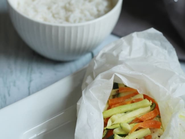 Papillotes de merlu et légumes