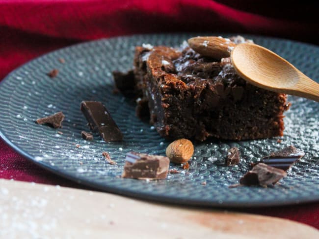 Brownie fondant, amandes caramélisées