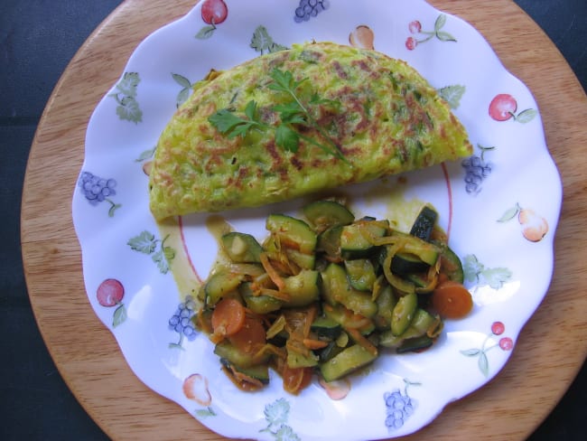 Omelette façon crêpes aux crevettes