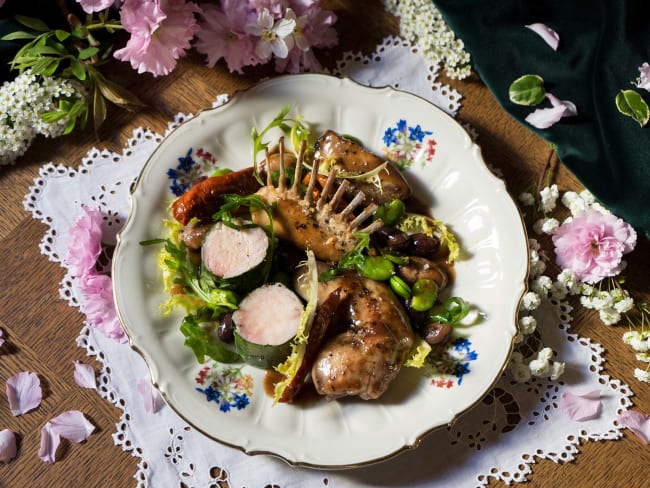 Lapereau aux salades sauvages comme en Provence