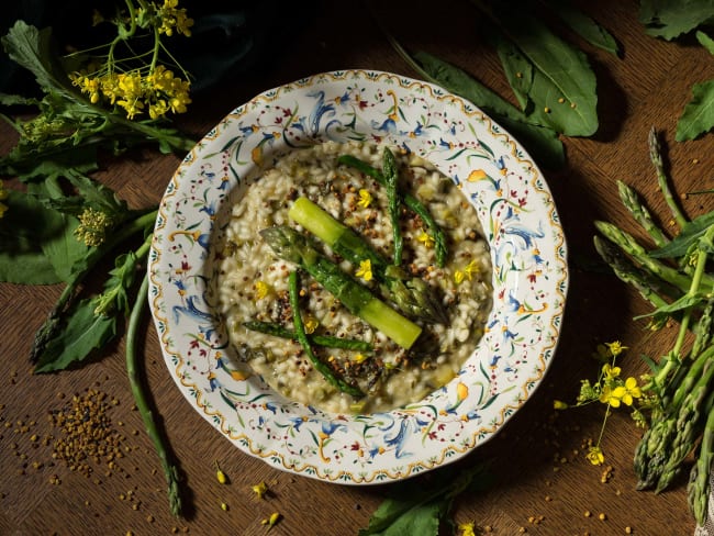 Risotto aux asperges et aux brocoletti ou cime di rapa