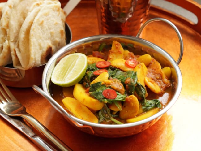 Mauritian butterbean, potato and spinach curry