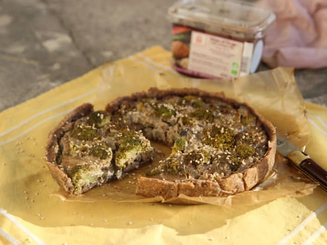 Quiche brocoli-champignons au miso