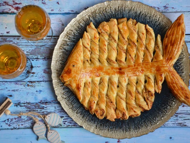 Poisson feuilleté chèvre et confit d'oignon