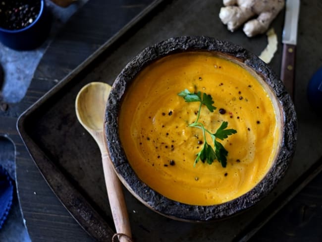 Soupe crémeuse carotte gingembre