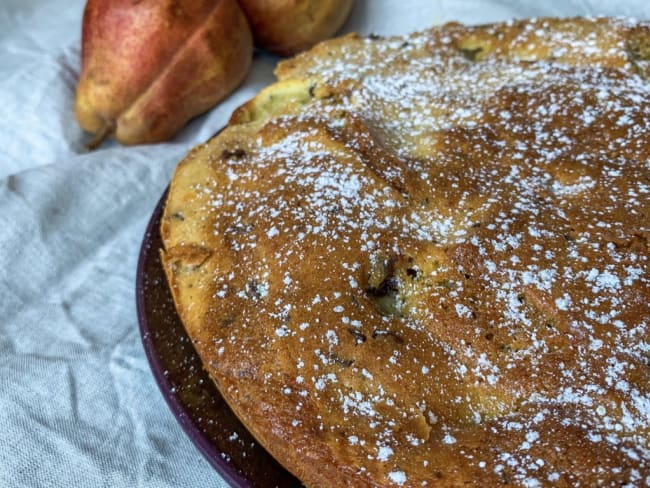 Moelleux poires et pépites de chocolat