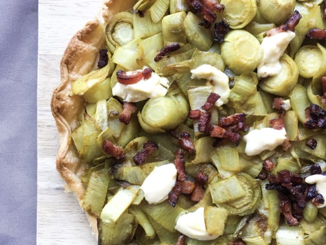 Tarte endives curry lardons et mascarpone