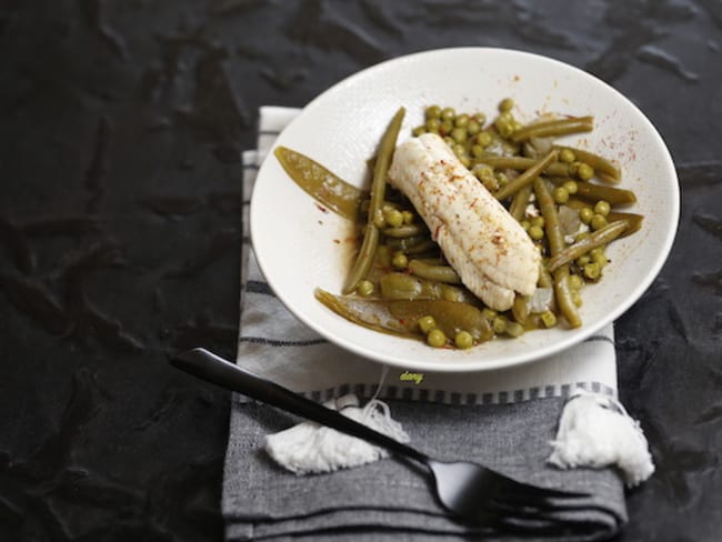 Filets de sole légumes verts et safran