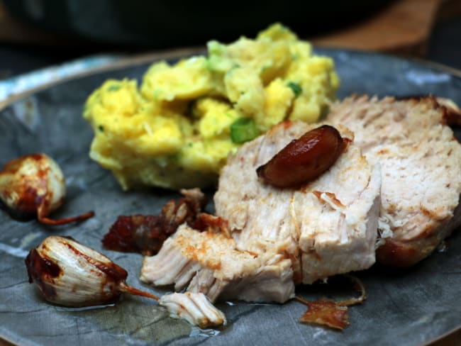 Filet de porc confit à l'ail