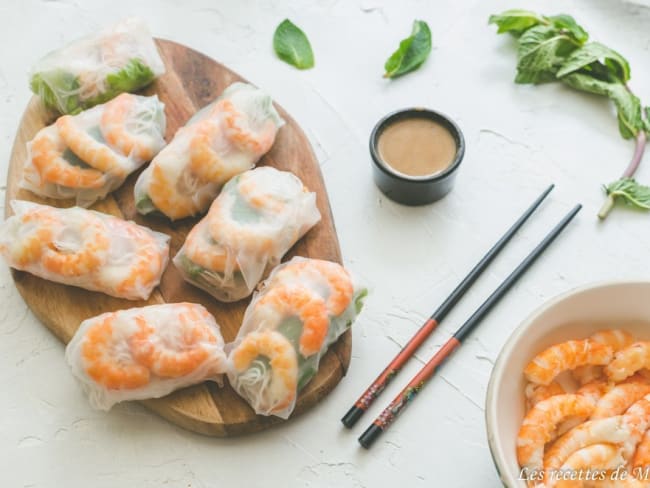 Rouleaux de printemps aux crevettes - sauce au beurre de cacahuètes