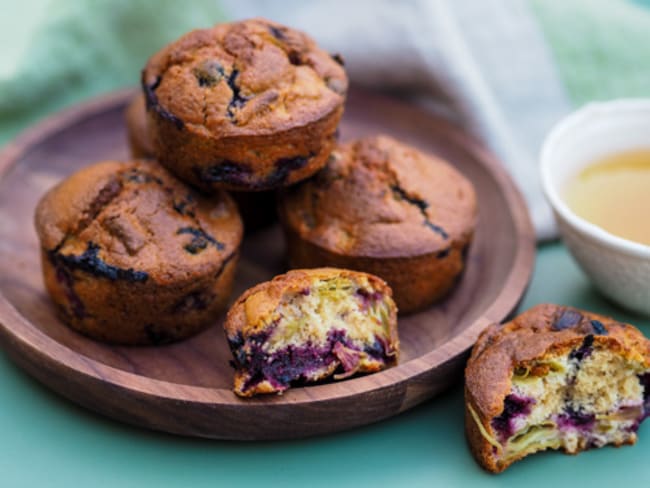 Muffins à la rhubarbe et au cassis