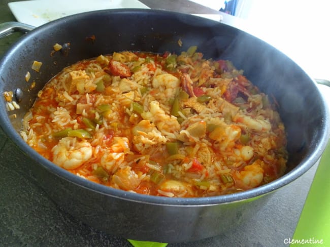 Jambalaya au poulet et crevettes