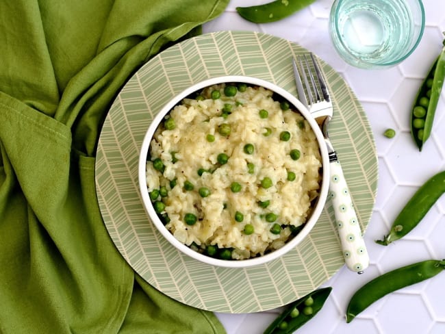 Risotto aux petits-pois et chèvre frais