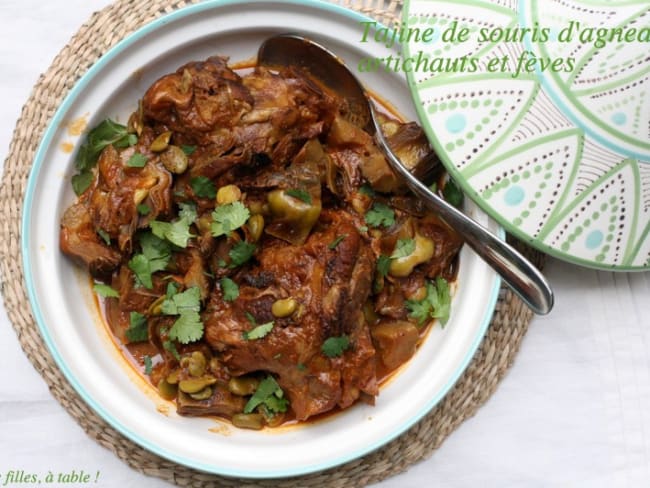 Tajine de souris d’agneau aux artichauts et fèves