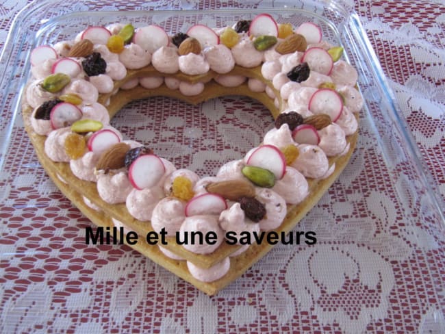 Coeur salé à la mousse de betterave rouge et fromage de chèvre frais