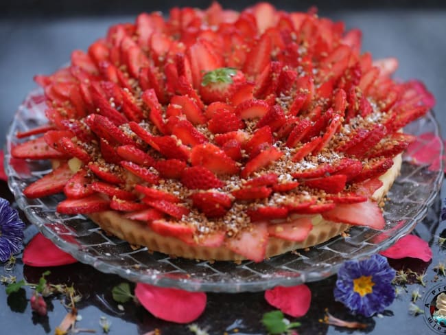 Tarte aux fraises praliné fleur d’oranger