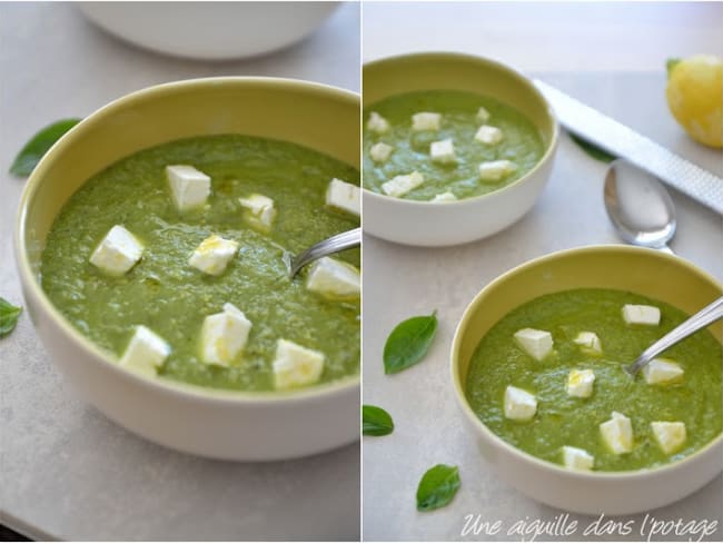 Velouté de courgettes, petits pois et basilic, d'Ottolenghi