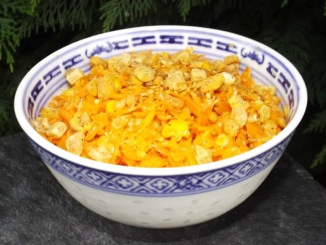 Salade de carottes maïs et lentilles corail aux saveurs asiatiques