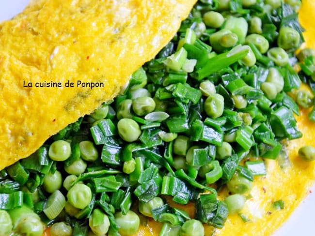 Omelette aux petits pois