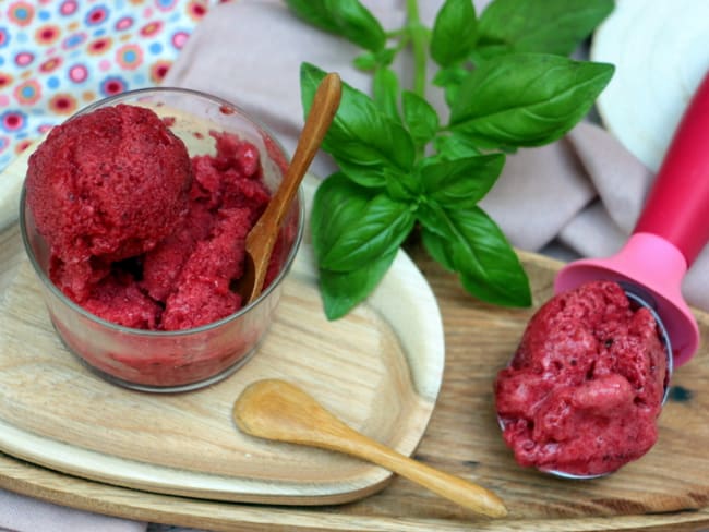 Sorbet fraises et basilic sans sorbetière