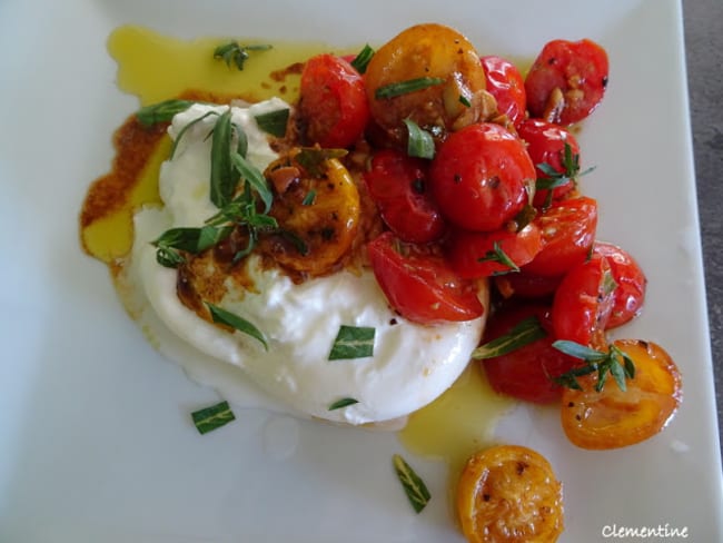 Tomates confites et burrata