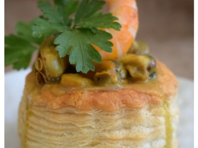 Vol au vent aux fruits de mer au curry