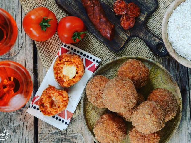 Arancini tomate mozzarella chorizo