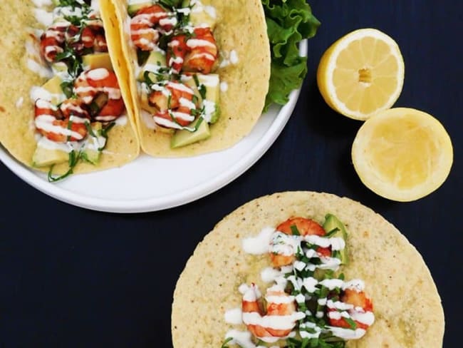 Tacos avocat crevettes