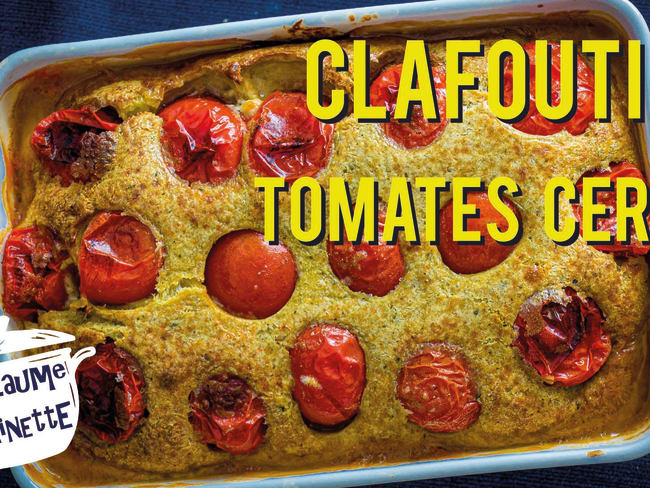 CLAFOUTIS de TOMATES CERISE au PESTO