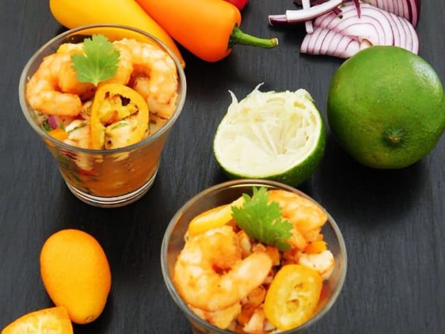 Ceviche de crevettes parfumé