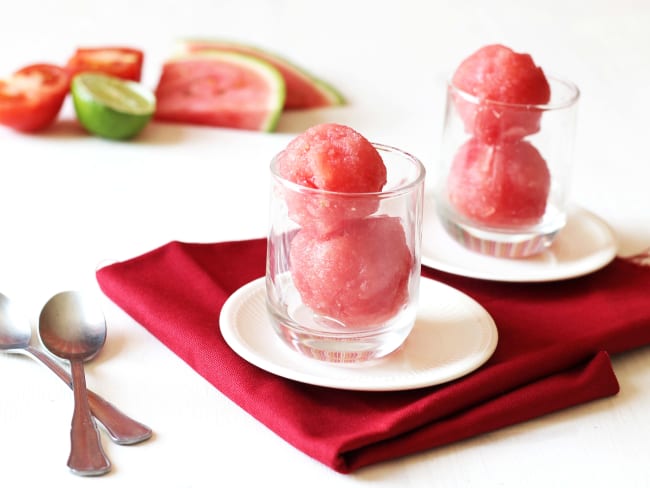 Sorbet à la pastèque et tomate