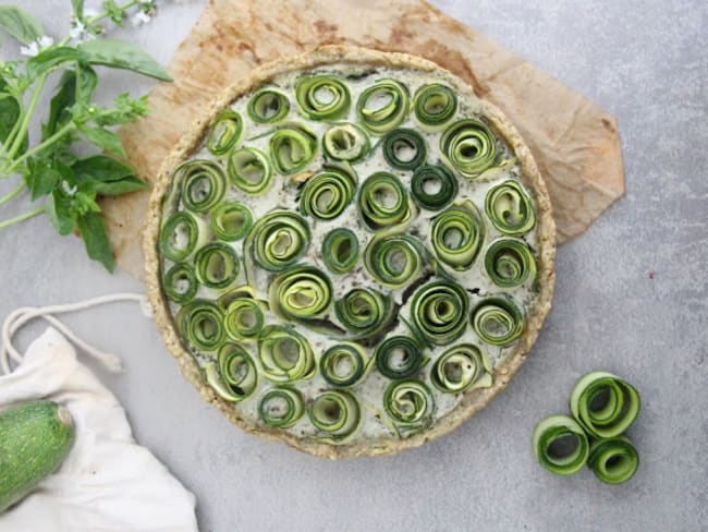 Tarte fleur courgette basilic