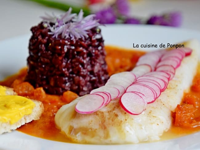 Filet de cabillaud cuit à basse température à la sauce américaine