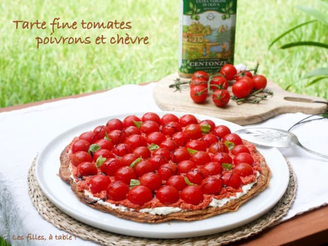 Tarte fine aux tomates, poivrons et chèvre