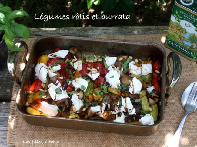 Légumes d’été rôtis et burrata à l'huile d'olive et balsamique