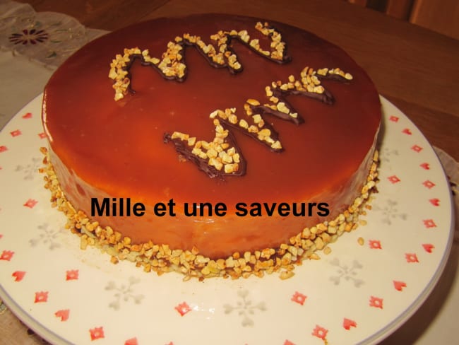 Entremet caramel, insert mangue/passion