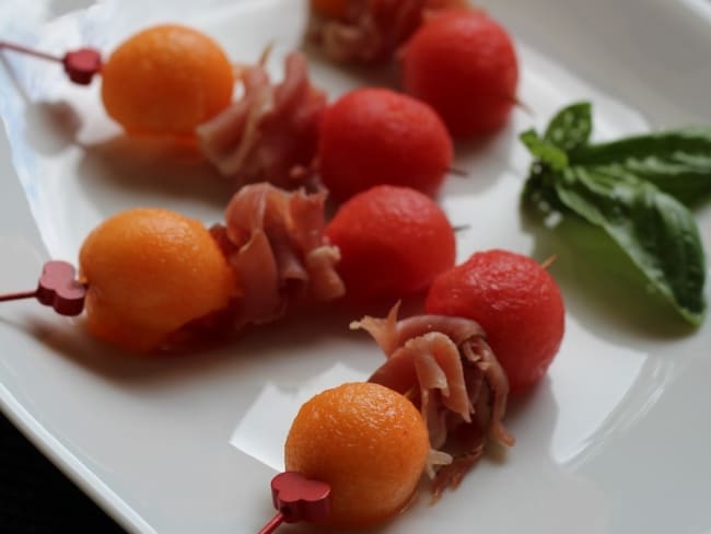 Brochettes amuse-bouche light au melon