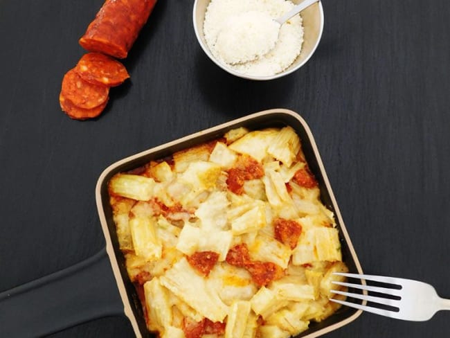 Gratin de céleri branche et chorizo