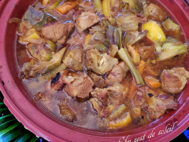 Tajine d’agneau aux artichauts et citrons