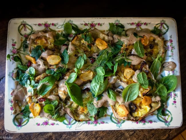 Aubergines à l’ail noir, façon Ottolenghi