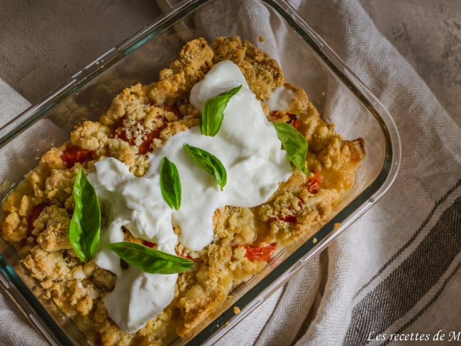 Crumble de tomates et mozzarella