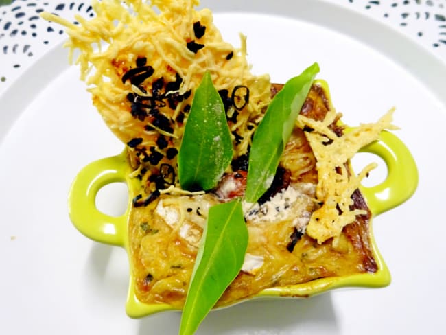 Gratin de courgettes aux fromages chèvre et emmental à la poudre et feuilles de baobab