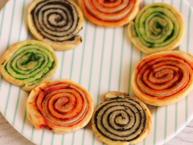 Feuilletés escargots colorés pour l'apéritif