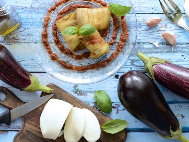 Roulades d'aubergines et mozzarella