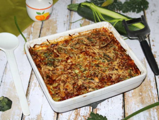 Gratin de courgettes au saumon