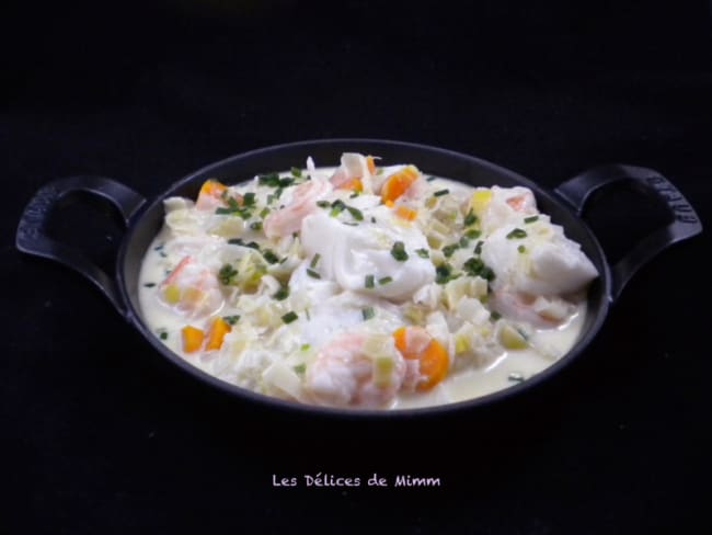 Blanquette de la mer au cabillaud, églefin et crevettes